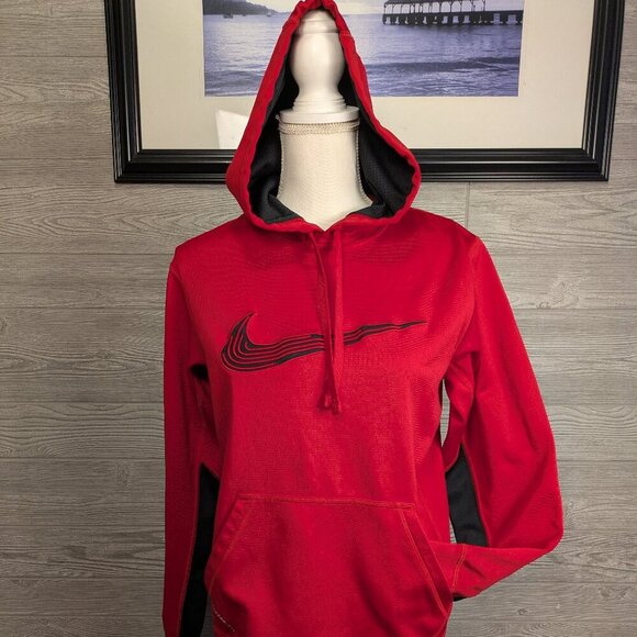 Nike Mens Therma Fit Knockout Annihilator Fleece Hoodie Red Swoosh Small #586289 - Picture 1 of 14